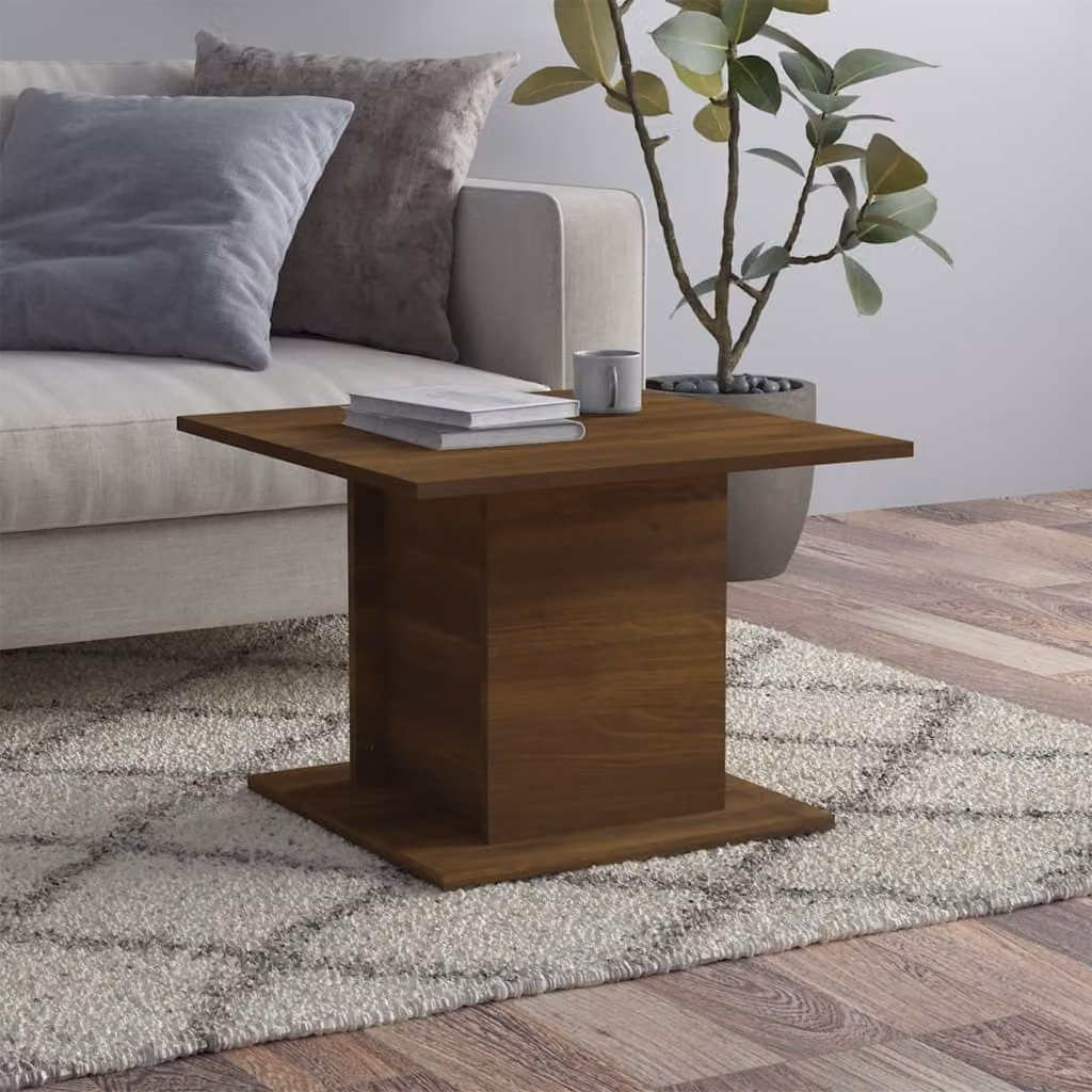 The Living Store tavolino da salotto marrone effetto rovere 55,5x55,5x40 cm materiale a base di legno