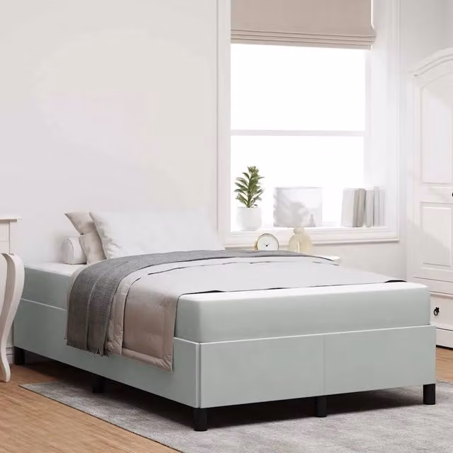 Struttura letto con giroletto in tessuto grigio DESIGN IN L/P: 120 x 200 cm, H: 203 cm – 1