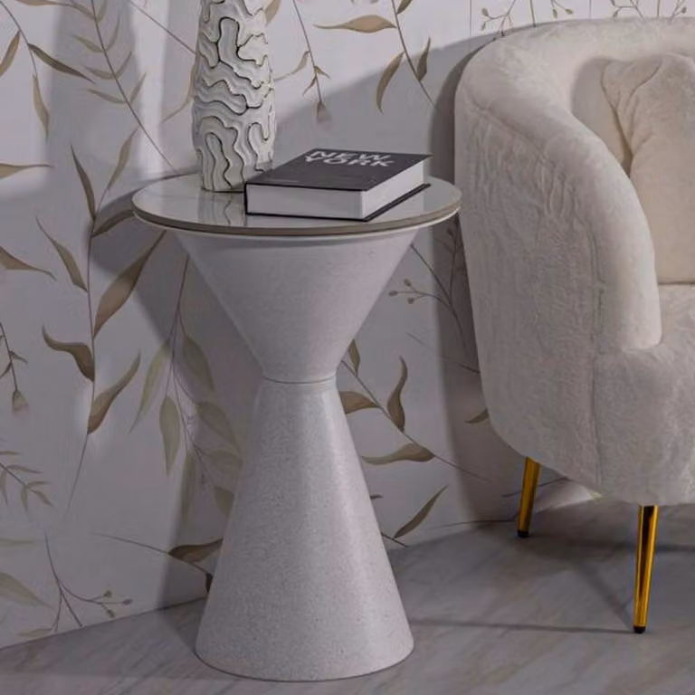 Dmora Tavolino da Salotto Daunia 44x44x63h cm Bianco, Portariviste Forma Conica