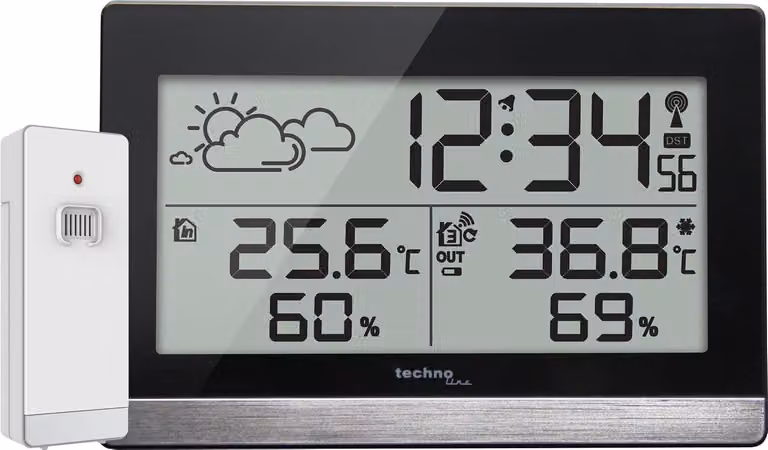 Stazione meteorologica con sensore esterno, previsioni del tempo, temperatura interna, temperatura esterna, per l'osservazione delle condizioni atmosferiche