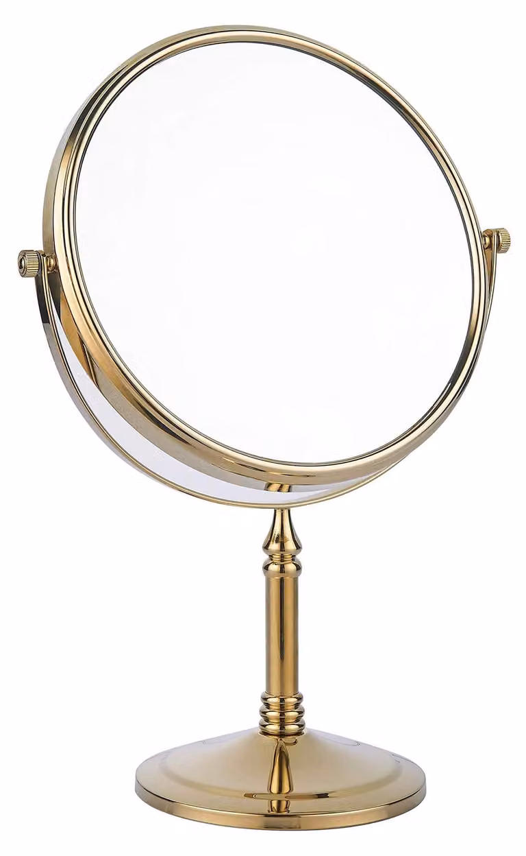Specchio da trucco dorato con ingrandimento 1x e 3x - Rotondo e girevole
