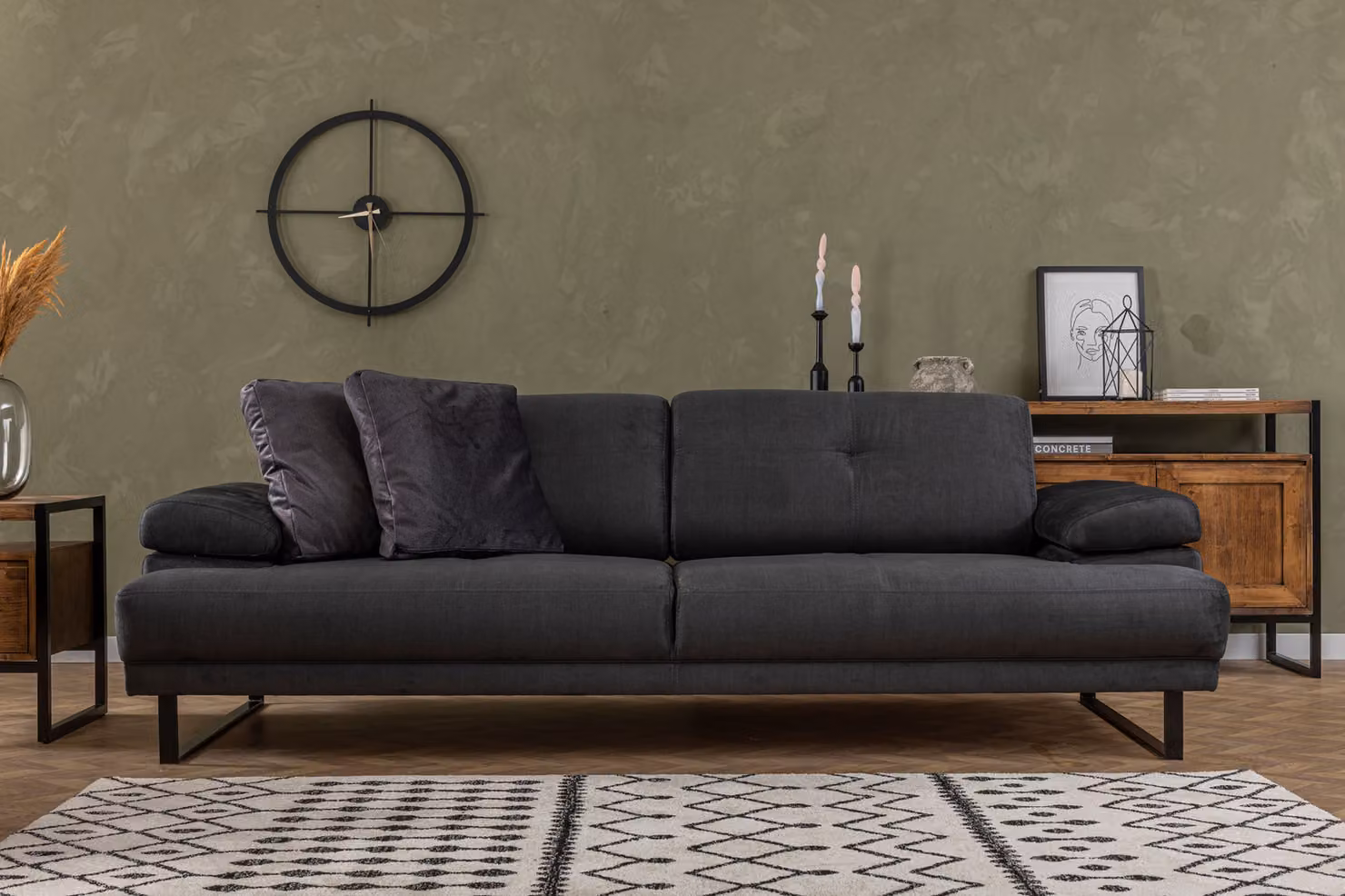 Hanah Home, Mustang- ARE1355, antracite, divani letto, struttura: legno di faggio / pannello truciolare