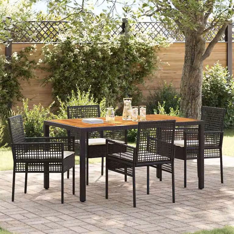 Maison Exclusive - Set da Pranzo per Giardino 5 pcs Nero polyrattan