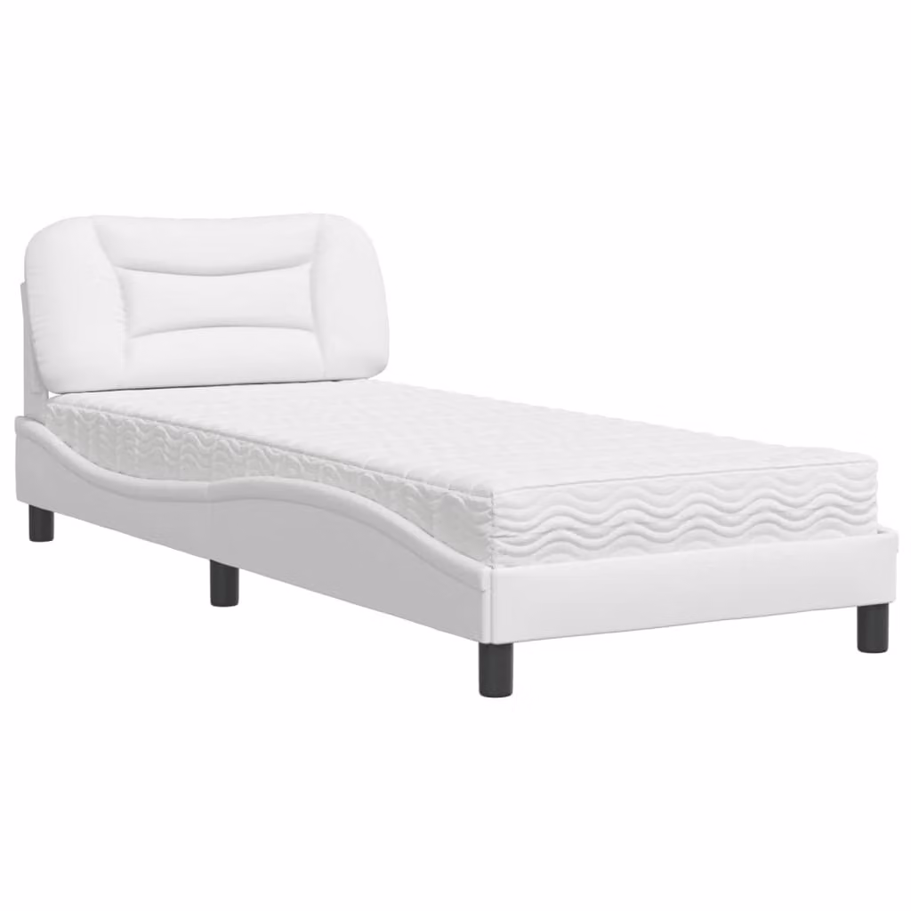 Letto con Materasso Hvar Bianco 80x200 cm in Pelle finta