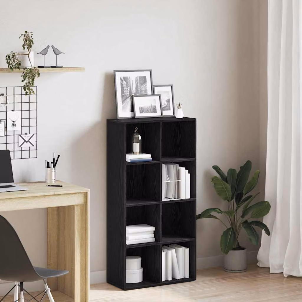 Libreria moderna vidaXL in legno nero con pannello posteriore L: 66 cm, P: 30 cm, H: 130 cm