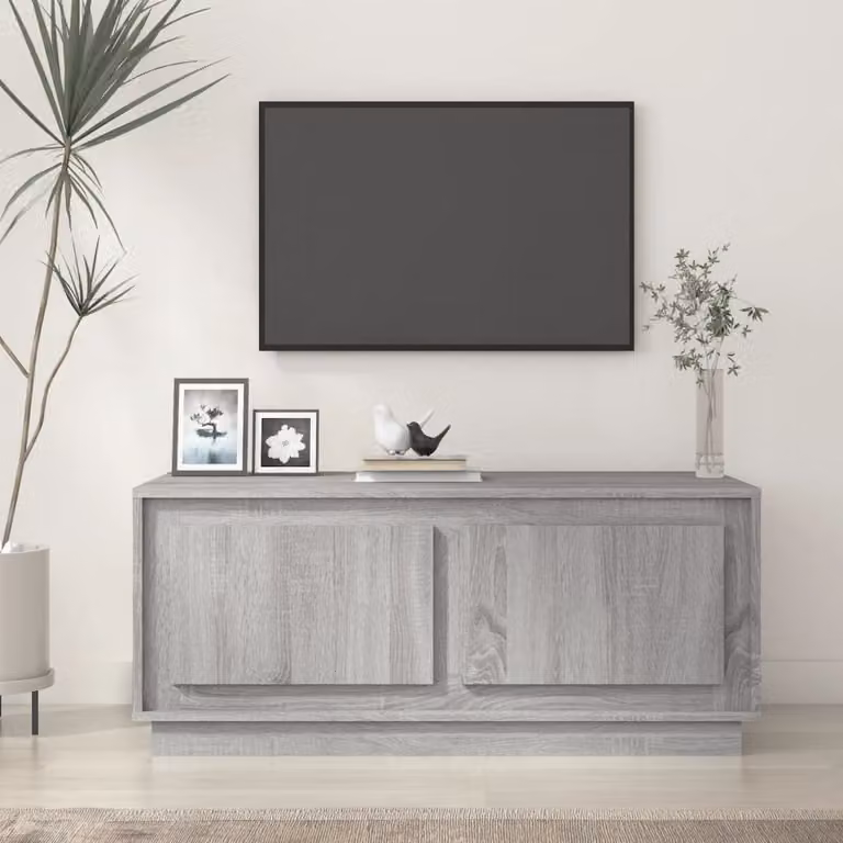 The Living Store Tavolino Grigio Sonoma 102x50x44 cm Materiale a base di legno