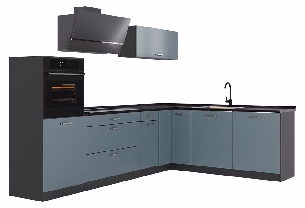 Cucina angolare completa Vicco R-Line Grigio-blu/Antracite 287 x cm piano di lavoro Antracite, Model 67525