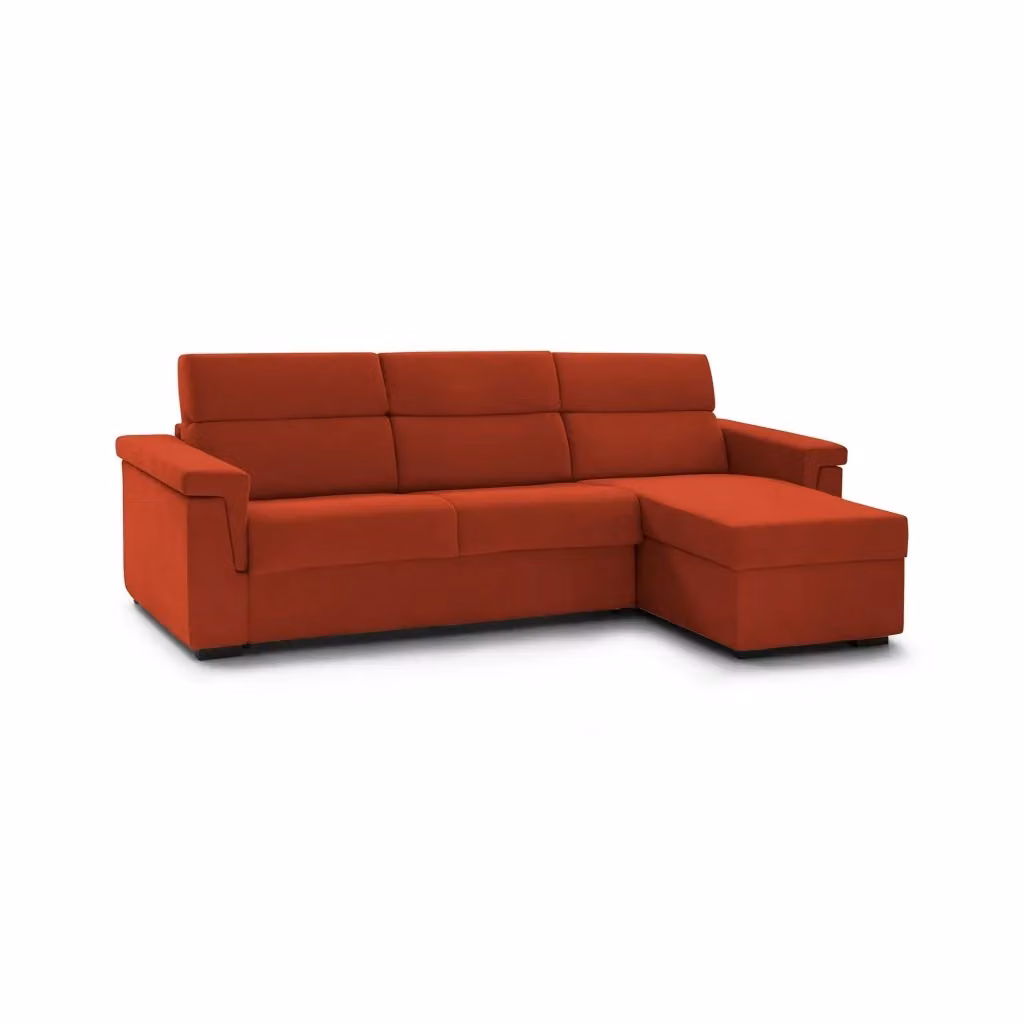 Divano Letto Ganzaria DMORA con Penisola Sfoderabile, Made in Italy, Arancione, L/P/H: 285 x 160 cm – 2