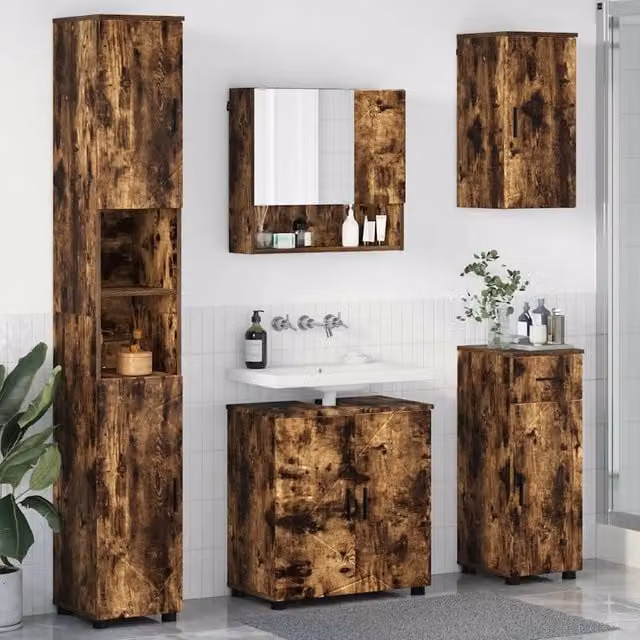 Set di mobili per il bagno 5 pz Rovere Fumo 61 x 35 x 64 cm 3392998