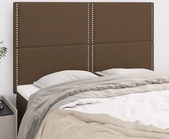 Set di 4 testiere VIDAXL in tessuto marrone scuro con struttura in legno L/P/H: 72 x 5 x 78/88 cm – 1