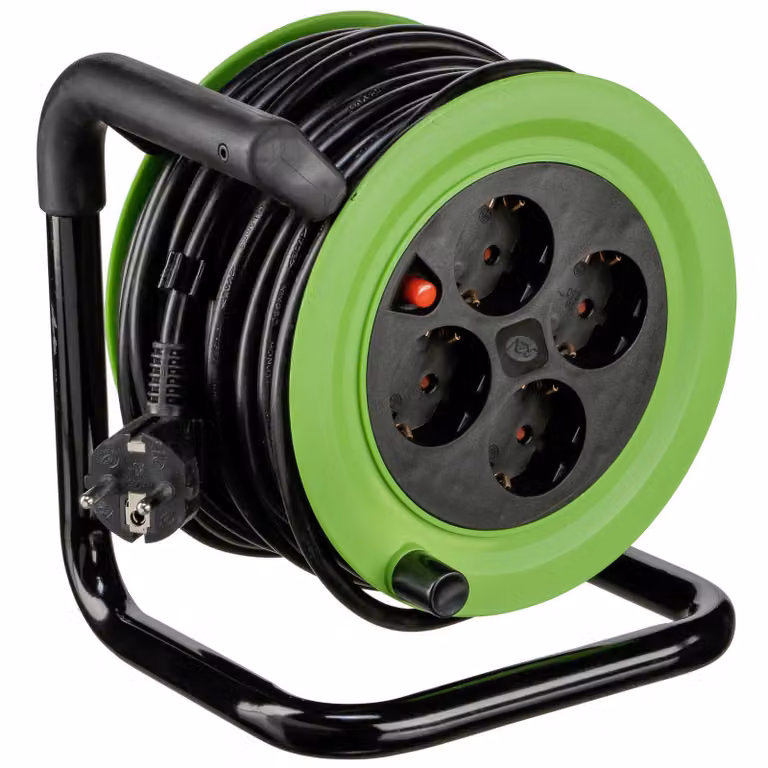 REV 0010043812 REV Minikabeltrommel 4fach 15m grün schwarz