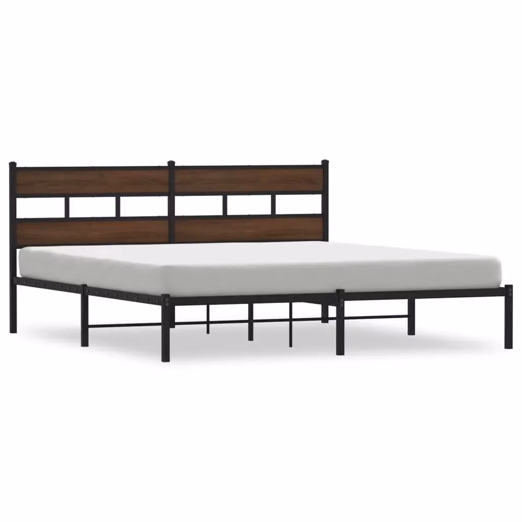 Giroletto vidaXL con Testiera in Rovere Marrone e Struttura in Metallo, L: 187 cm, P: 219 cm, H: 91,5 cm – 2