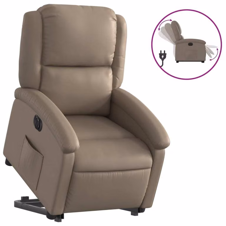 Poltrona Alzapersona Reclinante Elettrica Cappuccino Pelle finta