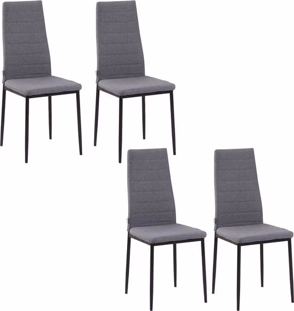 Set di 4 sedie moderne imbottite HOMCOM con rivestimento in tessuto e cuciture decorative, grigio