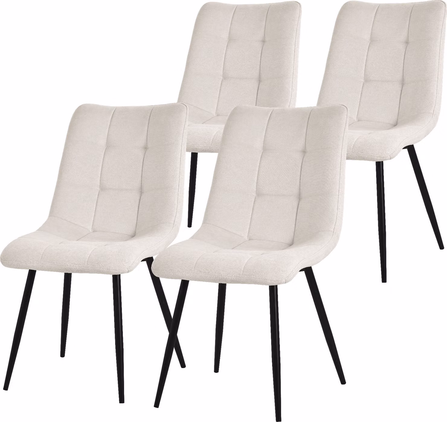 ML-Design set di 4 sedie da sala da pranzo beige, sedie da soggiorno con rivestimento in tessuto e gambe in metallo, sedie da cucina con schienale