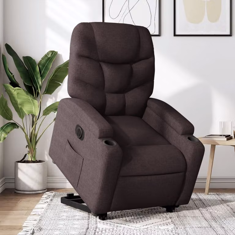 vidaXL Poltrona Alzapersona Reclinante Elettrica in Tessuto Marrone per Senior
