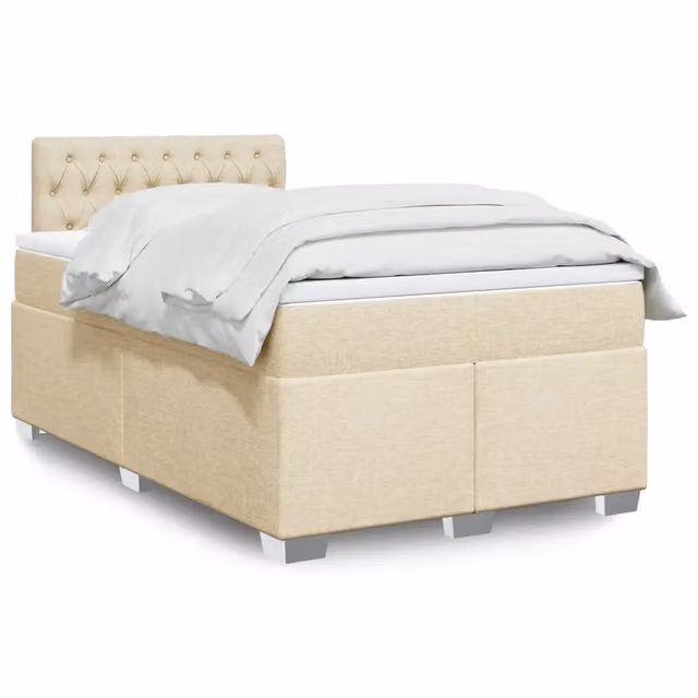 Giroletto a molle con materasso vidaXL in tessuto beige e bianco, L 120 cm x P 200 cm