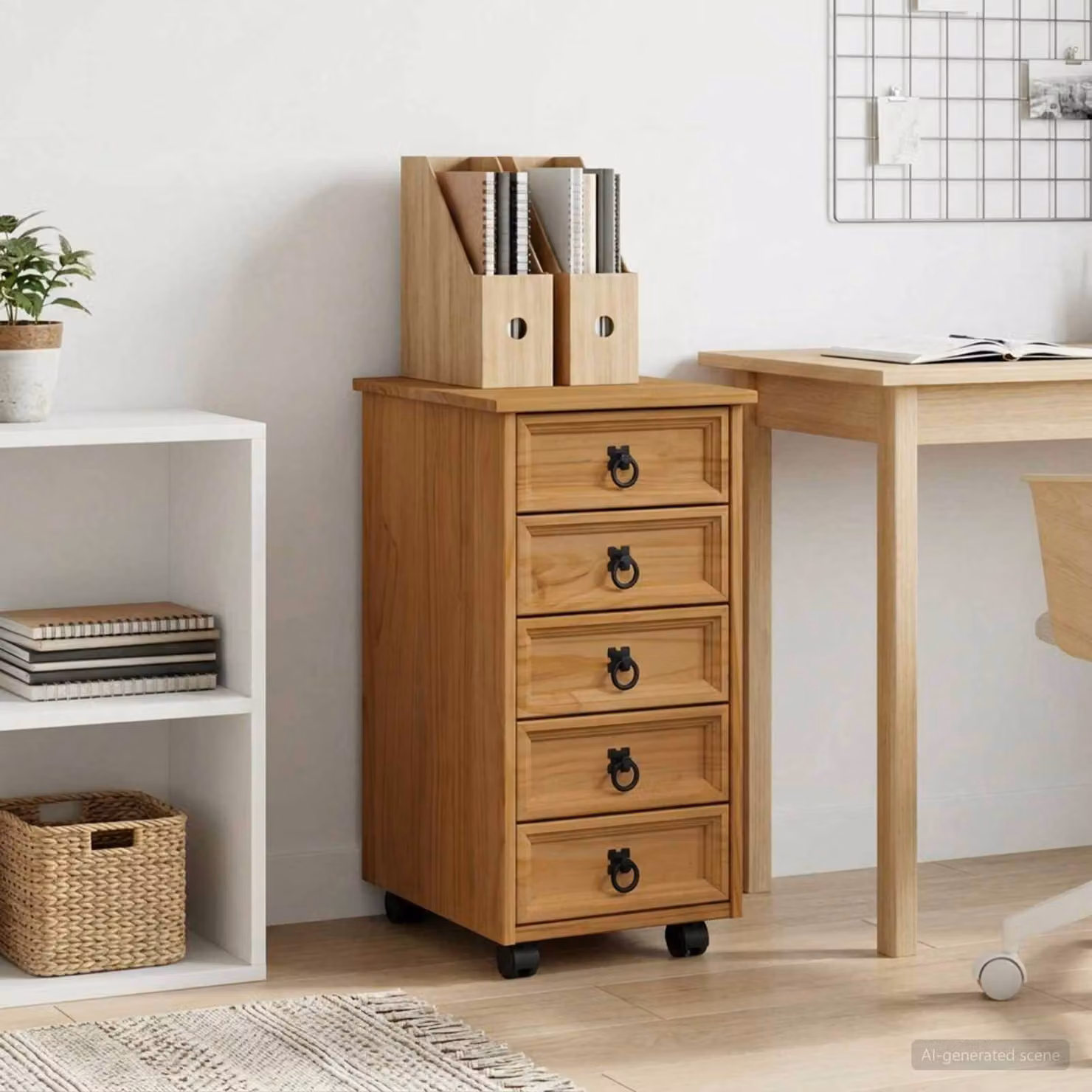 vidaXL Armadietto Rotolante CORONA con Cassetti in Legno di Pino Marrone Miele