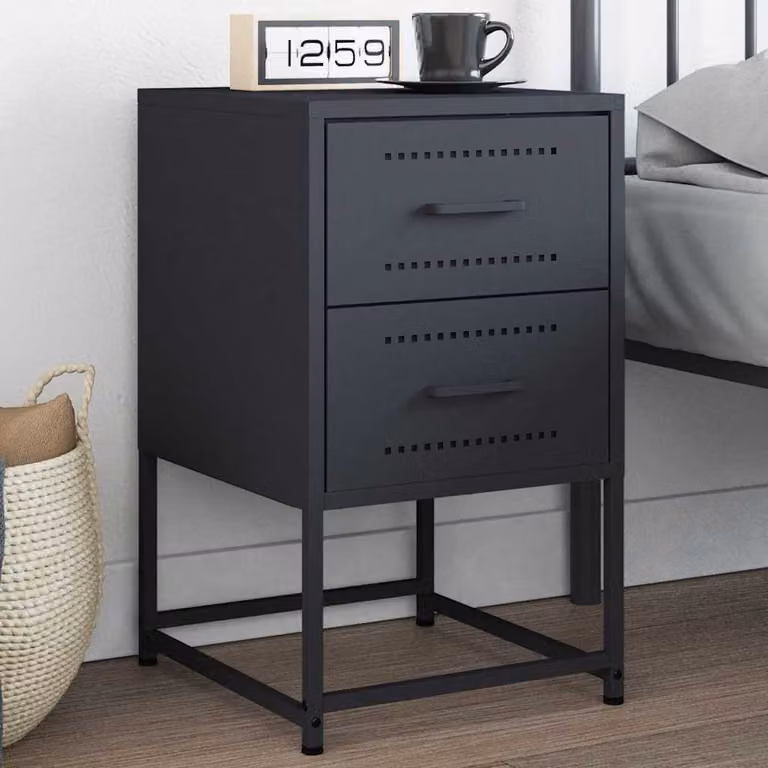 Comodino vidaXL in metallo antracite opaco, L/P/H: 36 x 39 x 60,5 cm