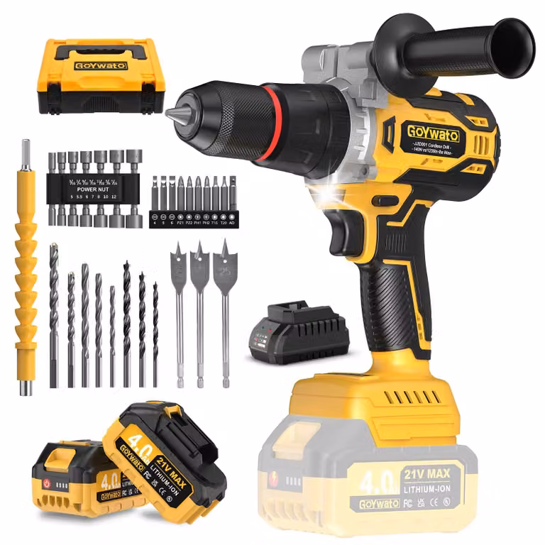 Avvitatore a batteria brushless con funzione trapano a percussione, 2 batterie da 4,0 Ah, 20+3 impostazioni di coppia