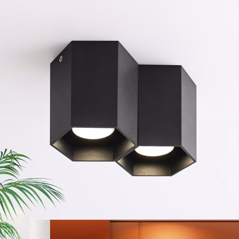 ZMH plafoniera nera 2 fiamme GU10 spot da soffitto LED faretto da superficie faretti da soffitto faretti da superficie faretto moderno rotondo faretto da superficie per cucina soggiorno sala da pranzo