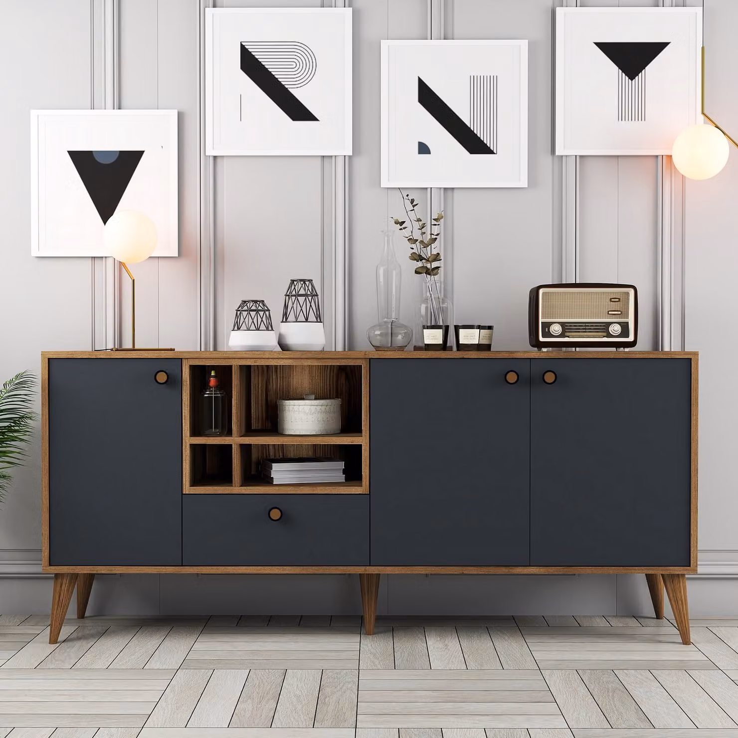 Skye Decor, Napoli - Antracite, consolle, antracite, 100% pannelli truciolari rivestiti in melamina, 180 x 35 x 81 cm