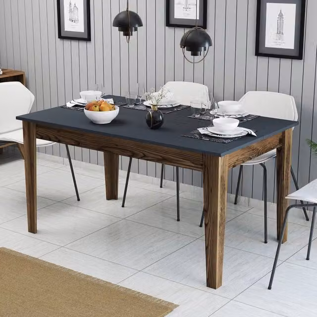 Tavolo da pranzo moderno DMORA rettangolare in legno, L: 145 cm, P: 88 cm, H: 75 cm, colori marrone, antracite o nero – 1