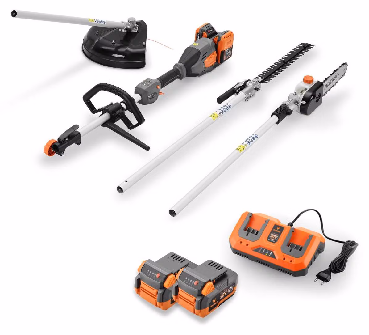 Multitool 3 in 1 FUXTEC FX-E2MTSET | 40 V | Decespugliatore | Tagliasiepi e motosega | Tagliaerba e decespugliatore combinati