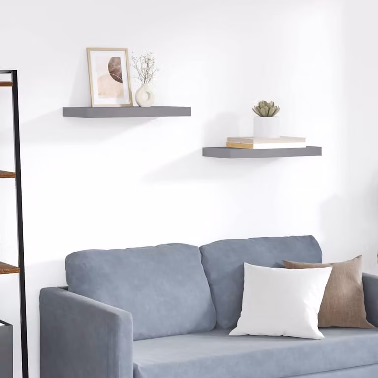 Scaffale a Parete Moderno vidaXL in MDF e Metallo Grigio L 50 cm x P 23,5 cm x H 3,8 cm