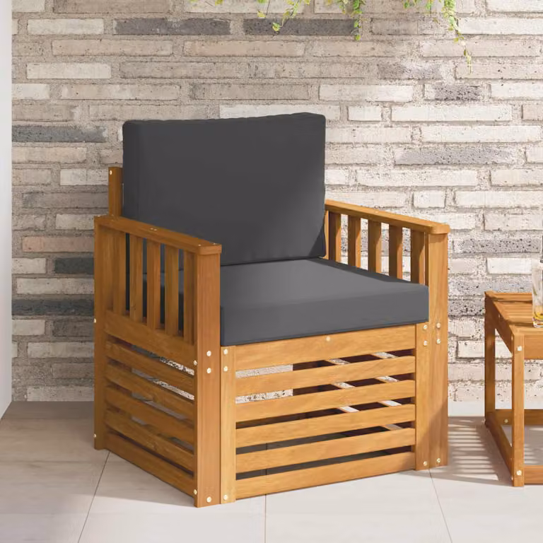 Set di divani da esterno moderni vidaXL in legno di acacia massello con cuscini in tessuto, colori antracite, marrone o grigio