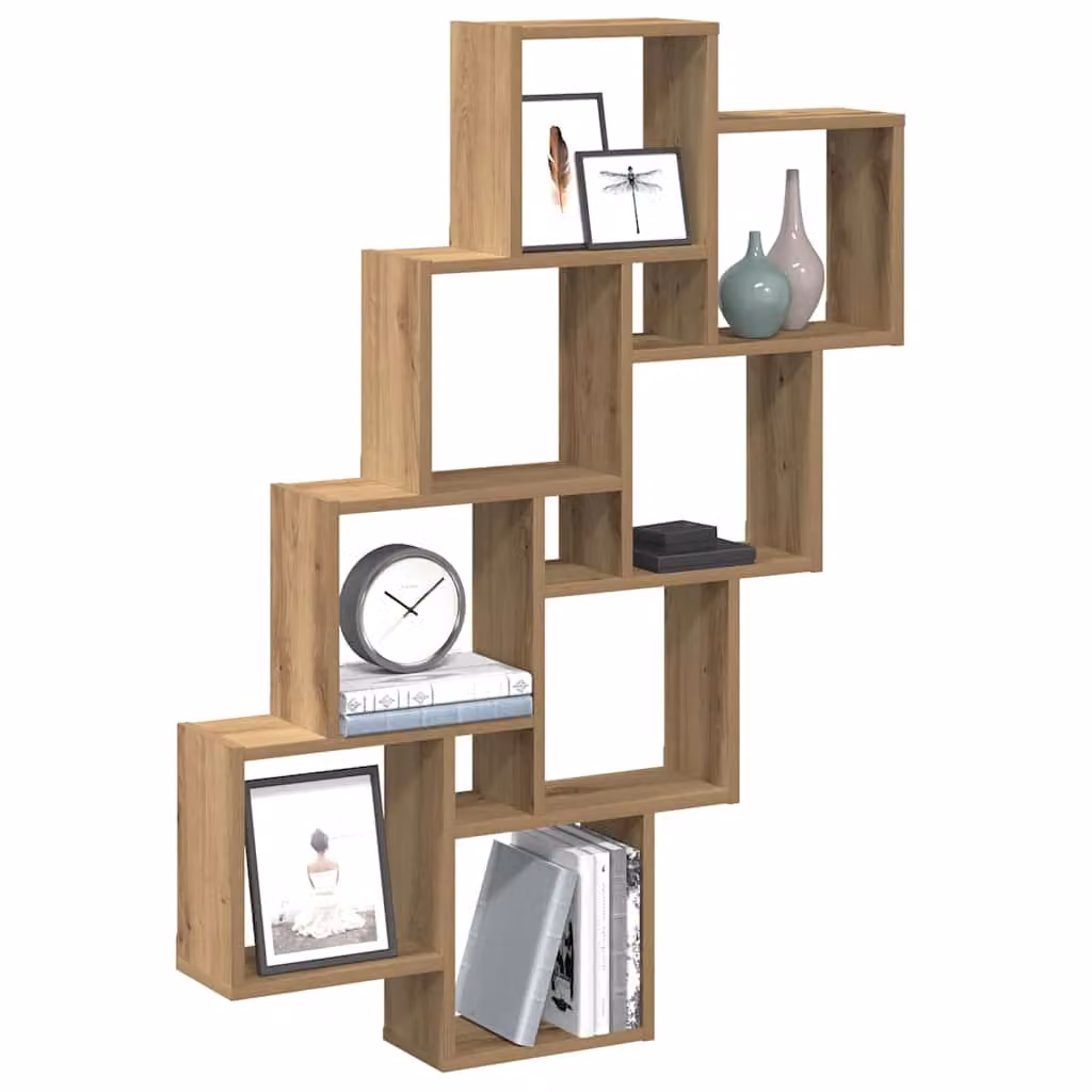 vidaXL Mensola a Muro Cubo in Legno Multistrato Marrone, Design Moderno, L 90 cm, P 15 cm, H 119,5 cm