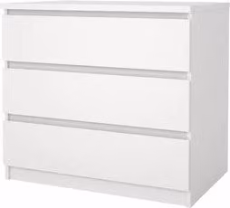 Cassettiera Naia TVILUM con 3 cassetti, colore bianco, L: 77 cm, P: 50 cm, H: 70 cm