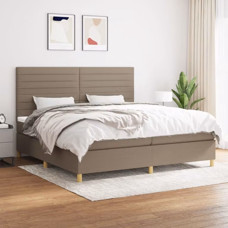 Maison Exclusive - Giroletto a Molle con Materasso Tortora 200x200 cm in Tessuto