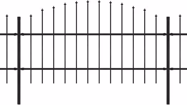 Recinzione da Giardino | Recinzione da cortile con Punta a Lancia in Acciaio 537x100 cm Nera