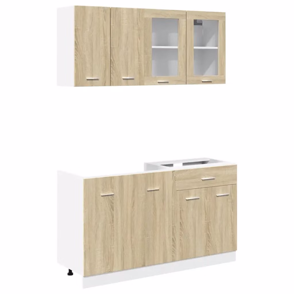vidaXL Mobile Unità a Parete Moderna in Legno e MDF Marrone con Ante in Vetro e Cassetti – 2