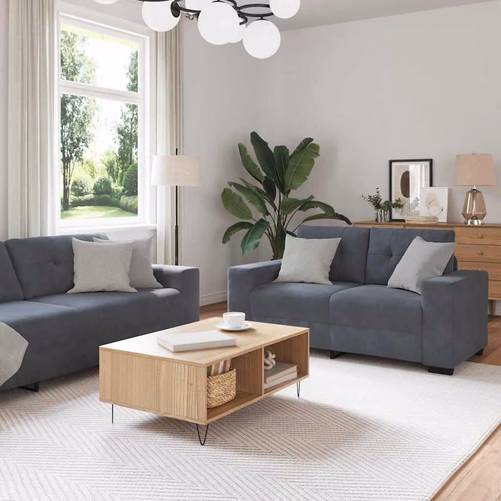 Maison Exclusive - Set divano a 2 posti con cuscini, velluto grigio scuro