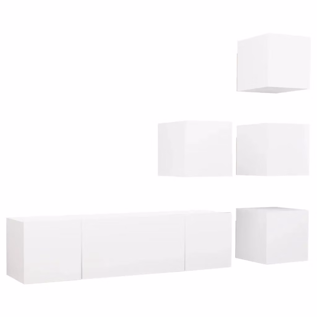 Set di mobili porta TV moderno vidaXL in legno multistrato bianco da 6 pezzi per il tuo soggiorno – 2