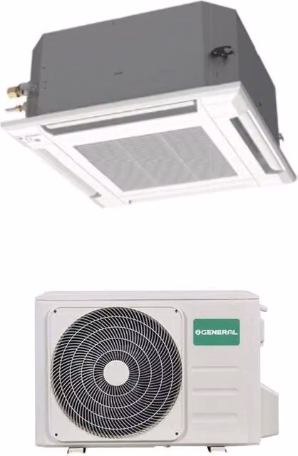 Condizionatore a Cassetta Flusso Circolare Eco General Fujitsu 45000 Btu Trifase AUX45KRLB Bianco con Comando a Filo e Pannello