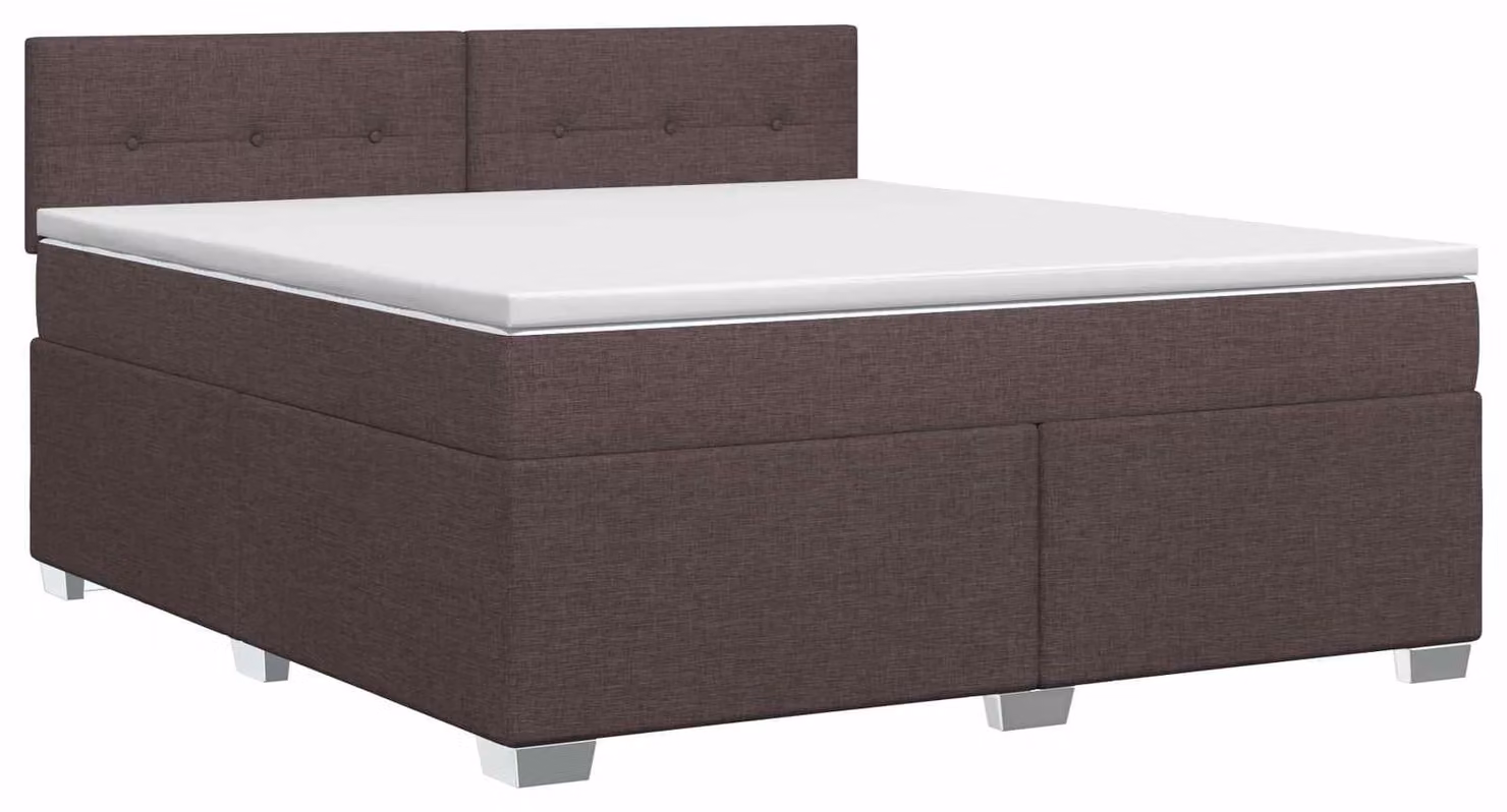 Letto a molle con materasso marrone scuro 140 x 190 cm in tessuto