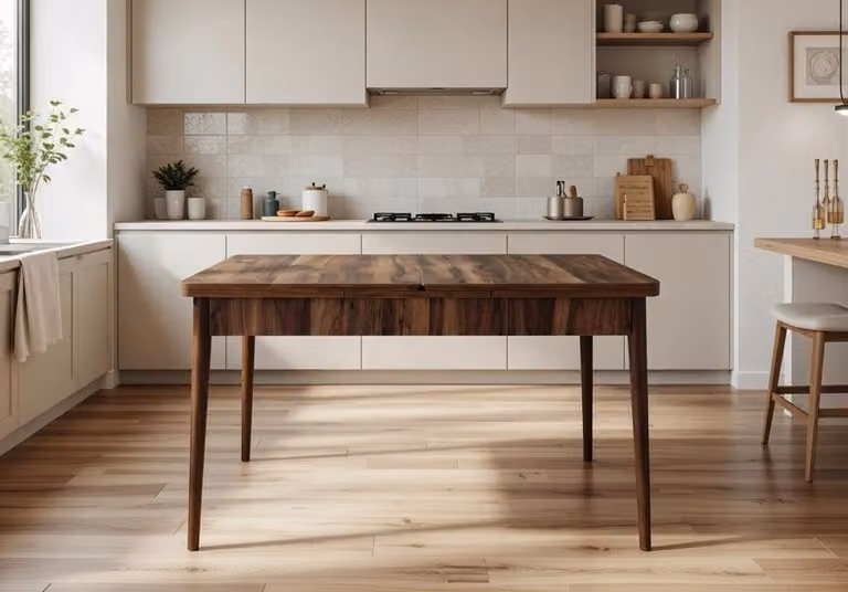 Tavolo da pranzo, sala da pranzo, moderno, in legno, elegante, comodo, marrone, esclusivo