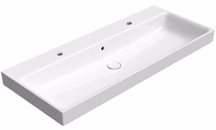 Sapho GSI Nubes - Lavabo 120x50 cm, con sfioratore, 2 fori per rubinetto, ExtraGlaze, bianco 9624211
