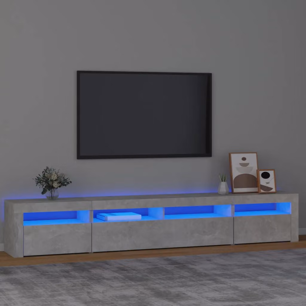 vidaXL Mobile Porta TV Moderno con Luci LED Integrate Grigio Cemento L: 240 cm, P: 35 cm, H: 40 cm