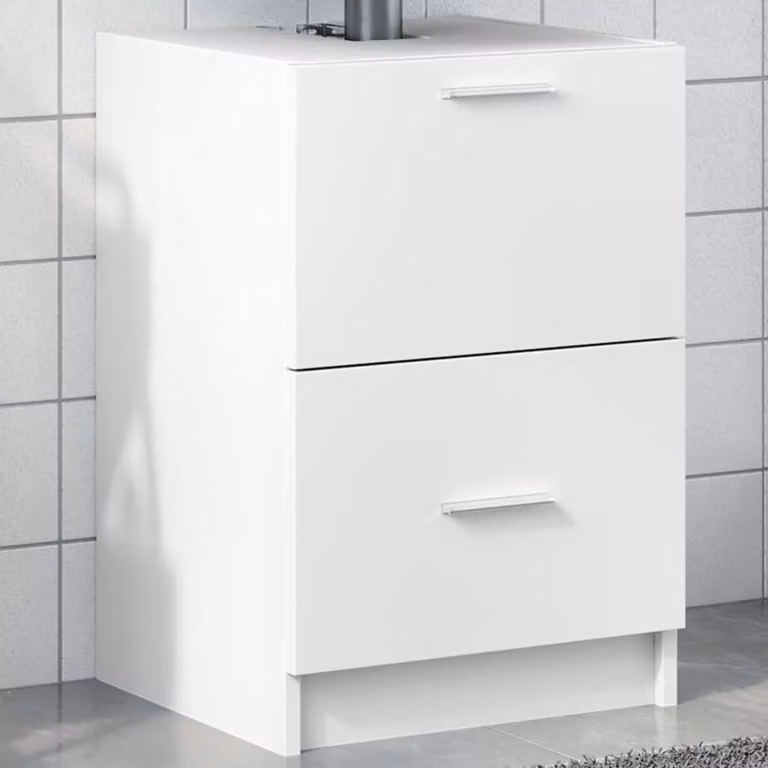 Mobile lavabo moderno vidaXL bianco lucido con ante a cerniera per bagno L: 80 cm, P: 33 cm, H: 60 cm