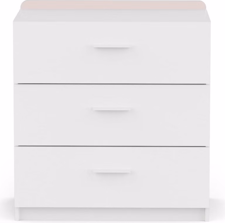 Calicosy - Cassettiera con 3 cassetti bianca, traversa reversibile blu tempesta e albicocca, larghezza 77,2 cm - ARLO