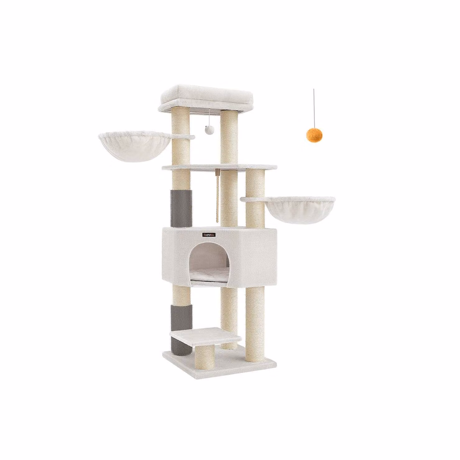 Tiragraffi Rootz - Albero per gatti - Arredamento per gatti - Truciolato - Peluche - Sisal - 50 cm x 50 cm x 160 cm