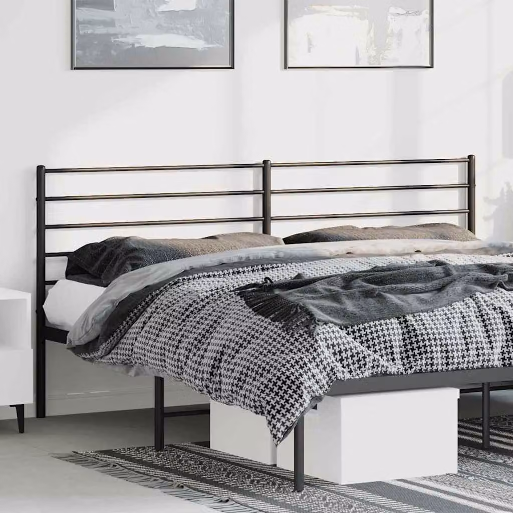 Testiera di ricambio vidaXL in metallo nero laccato per letto 180x200 cm