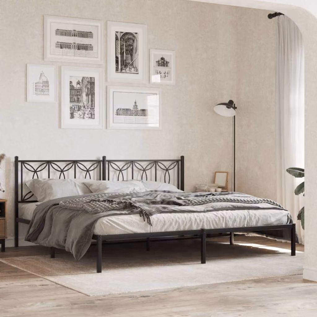 vidaXL Giroletto con Testiera in Metallo Nero L: 198 cm, P: 90 cm, H: 207 cm