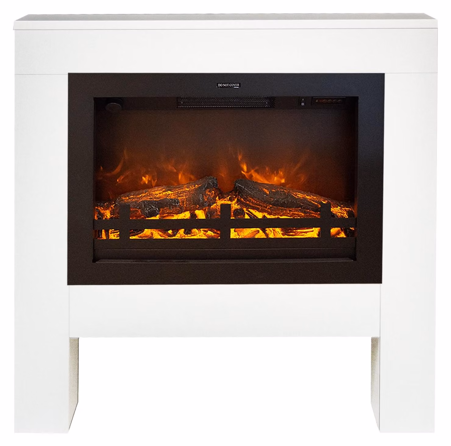 Caminetto elettrico Xaralyn - Bolea EW - legno bianco - 1500 Watt di riscaldamento - con telecomando - caminetto da incasso incluso