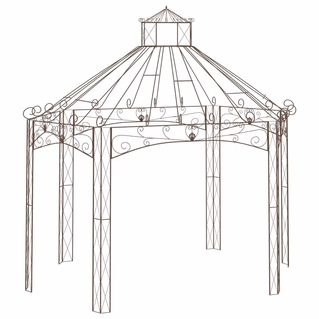 The Living Store gazebo da giardino marrone antico 400x258x378 cm in ferro