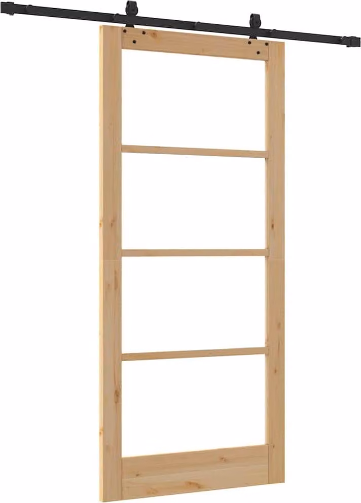 Porta scorrevole ORKDAL Naturale e Nero 93 x 202 cm
